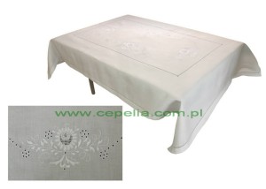 Obrus ręcznie haftowany "Jaksa Duża" 240cm x 140cm + 12 serwetek 35cm x 35cm